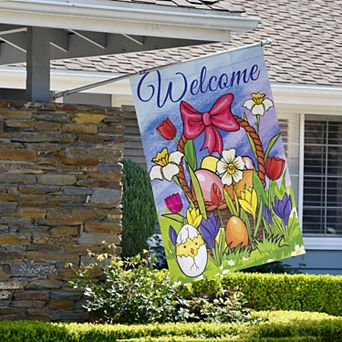 Northlight Welcome Easter Basket Outdoor House Flag