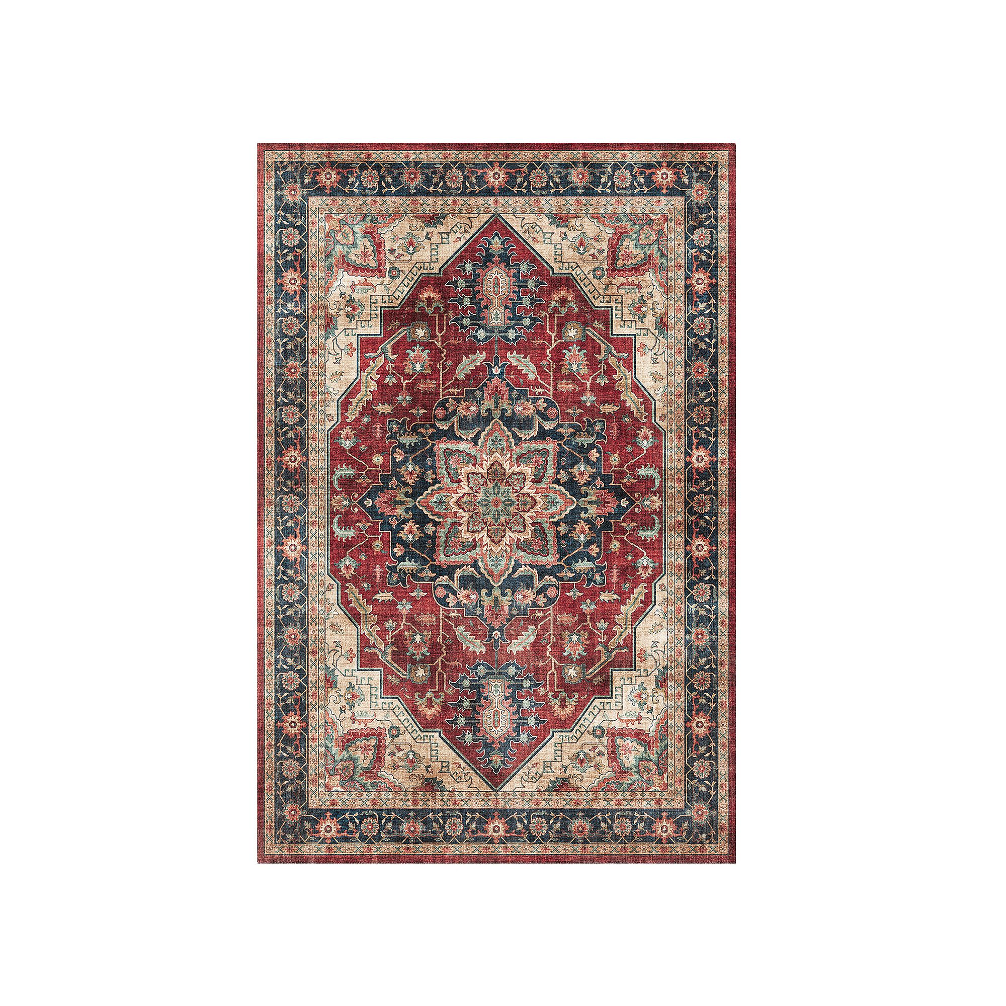 Gertmenian Crystal Soha Blue Area Rug, Red
