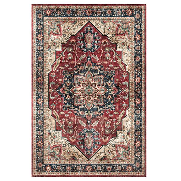 Crystal Print Soha Traditional Moroccan Red Area Rug, 5x7