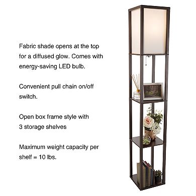 Lavish Home LED Floor Lamp with 3 Shelves