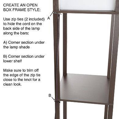 Lavish Home LED Floor Lamp with 3 Shelves