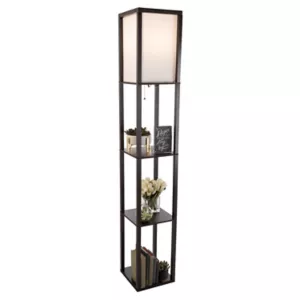 Lavish Home LED Floor Lamp with 3 Shelves, Black