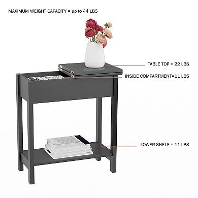 Lavish Home Flip-Top End Table with Built-In Storage