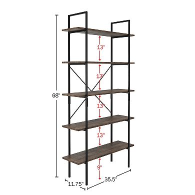 Lavish Home 5-Tier Open Bookshelf