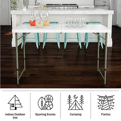 Lavish Home 4-Foot Adjustable Folding Table