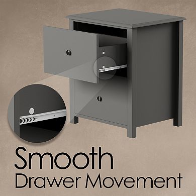 Lavish Home End Table with 2 Drawers