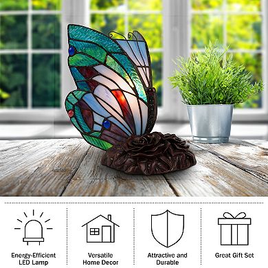 Lavish Home Tiffany Style Butterfly Table Lamp Set