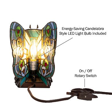 Lavish Home Tiffany Style Butterfly Table Lamp Set