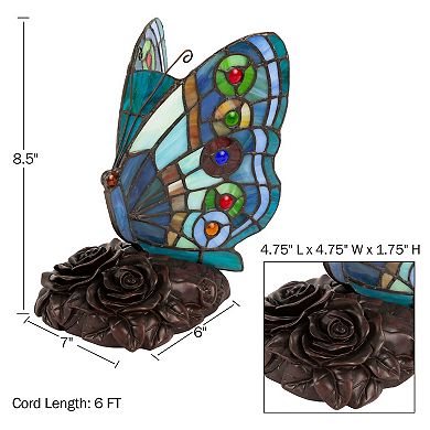 Lavish Home Tiffany Style Butterfly Table Lamp Set
