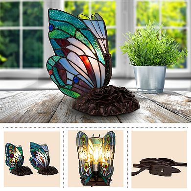 Lavish Home Tiffany Style Butterfly Table Lamp Set