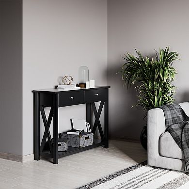 Lavish Home Console Table with Two Drawers