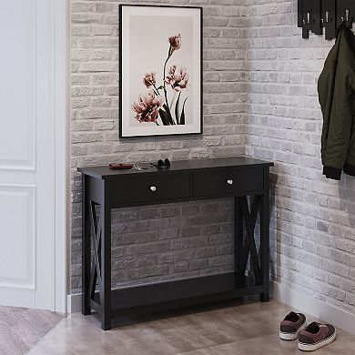 Lavish Home Console Table with Two Drawers