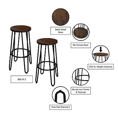Lavish Home Set of Two 24-Inch Backless Bar Stools