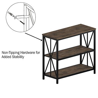 Lavish Home 3-Tier Industrial Bookshelf