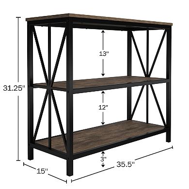 Lavish Home 3-Tier Industrial Bookshelf