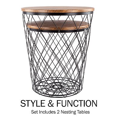 Lavish Home End Table Set with Storage