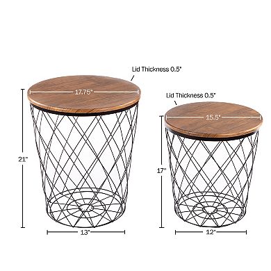 Lavish Home End Table Set with Storage