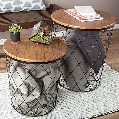 Lavish Home End Table Set with Storage