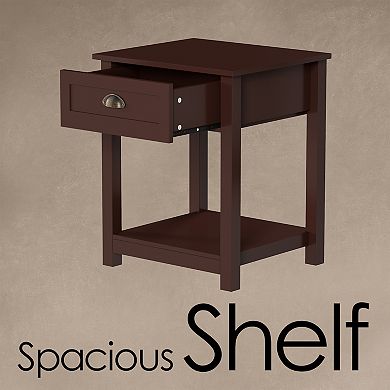 Lavish Home End Table with Drawer