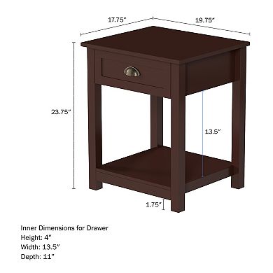 Lavish Home End Table with Drawer