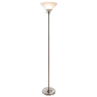 Lavish Home Torchiere Brushed Silver Floor Lamp