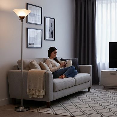 Lavish Home Torchiere Brushed Silver Floor Lamp