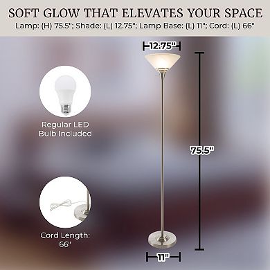 Lavish Home Torchiere Brushed Silver Floor Lamp