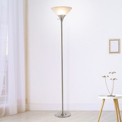 Lavish Home Torchiere Brushed Silver Floor Lamp