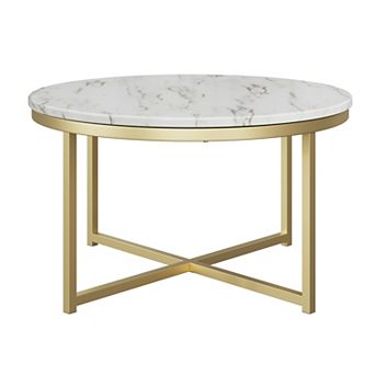 Lavish Home Coffee Table with Faux Marble Top