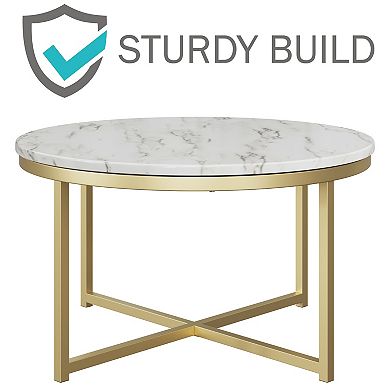 Lavish Home Coffee Table with Faux Marble Top