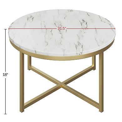 Lavish Home Coffee Table with Faux Marble Top