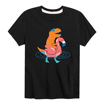 Boys 8-20 Dinosaur with Flamingo Floatie Graphic Tee