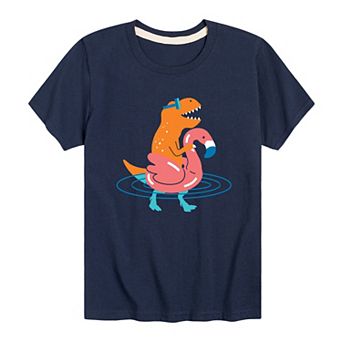 Boys 8-20 Dinosaur with Flamingo Floatie Graphic Tee