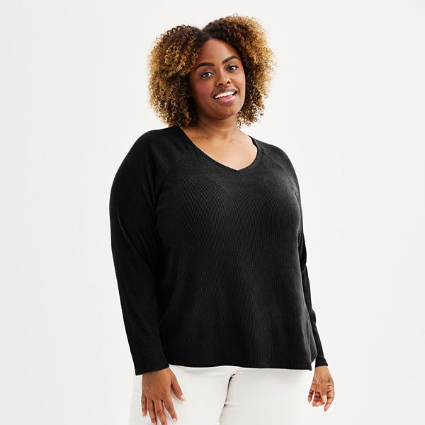 Plus Size Sonoma Goods For Life® Super Soft Ribbed V-Neck Tunic