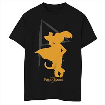 Boys 8-20 Puss in Boots The Last Wish "P" Cat Silhouette Graphic Tee