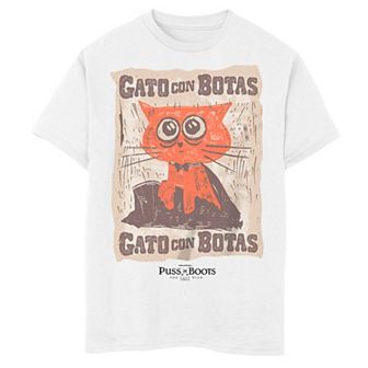 Boys 8-20 Puss In Boots The Last Wish Gato Con Botas Spanish Doodle Graphic Tee