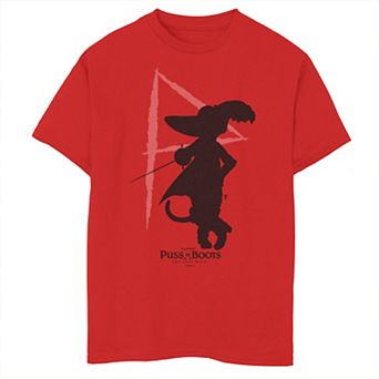 Boys 8-20 Puss in Boots The Last Wish "P" Cat Silhouette Pocket Graphic Tee