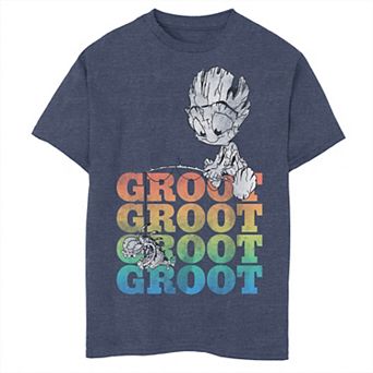 Boys 8-20 Marvel Guardians of the Galaxy Groot Fishing Name Stack Graphic Tee