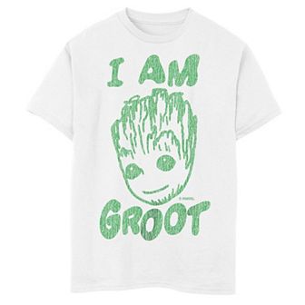 Boys 8-20 Marvel Guardians of the Galaxy Classic I Am Groot Rough Logo Graphic Tee