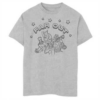 Boys 8-20 Marvel Guardians of the Galaxy Far Out Stars Group Shot Graphic Tee