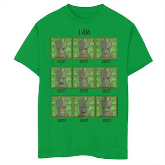 Boys 8-20 Marvel Guardians of the Galaxy I Am Groot Emotions Boxes Graphic Tee