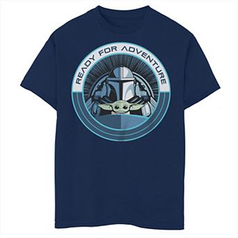 Boys 8-20 Star Wars The Mandalorian Ready For Adventure Circle Din Djarin Grogu Graphic Tee