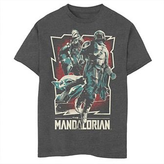 Boys 8-20 Star Wars The Mandalorian Bounty Hunters Grogu Group Shot Graphic Tee