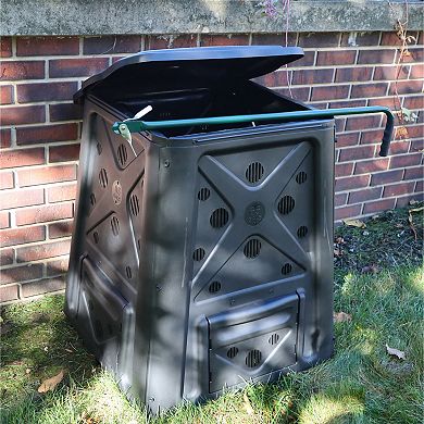 Redmon 65 Gallon Capacity Compost Bin with Lift Off Lid and 4 Door Access, Black