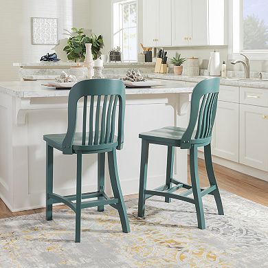 Linon Maylen Wood-Seat Counter Stool 2-Piece Set