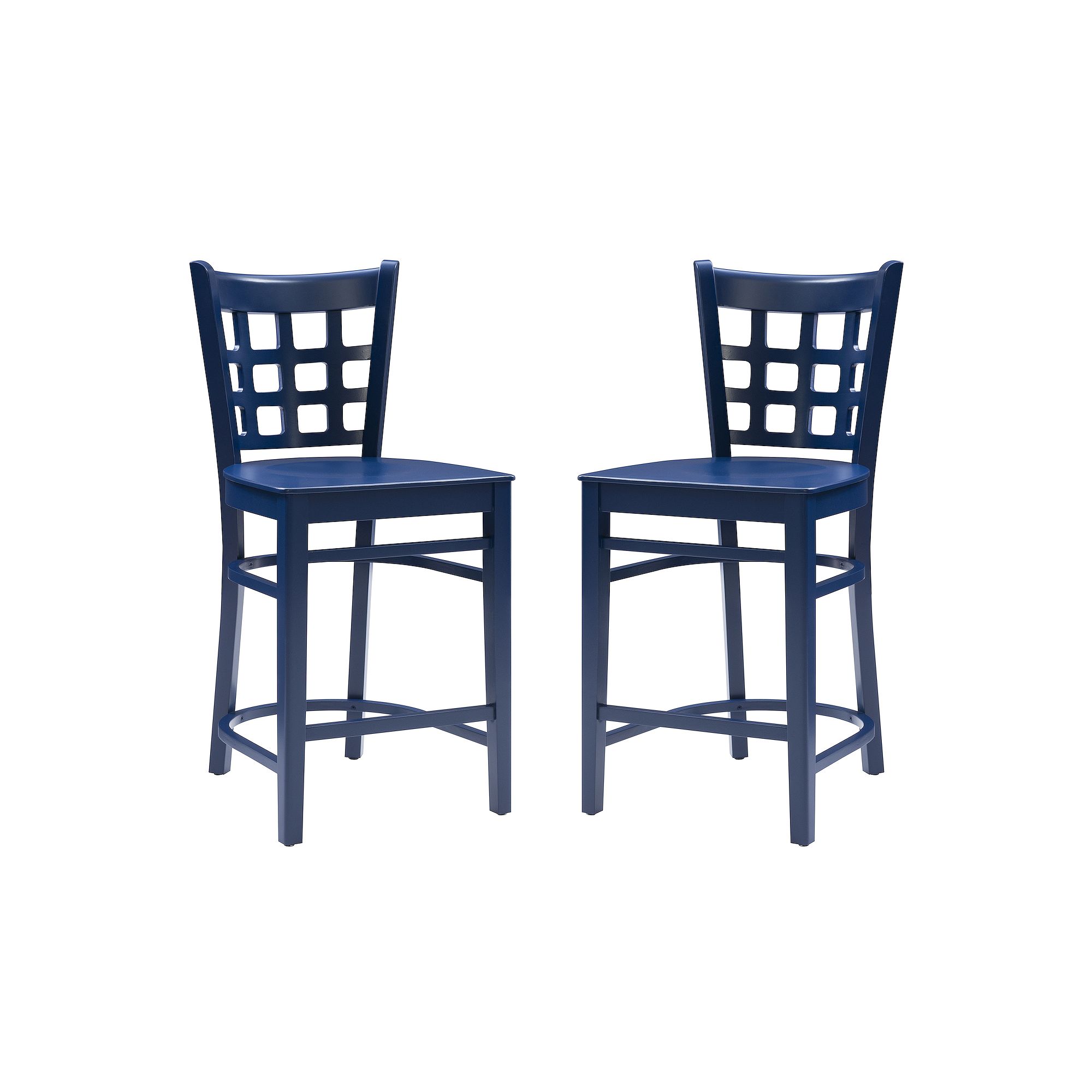 Linon Lola Counter Stool 2-Piece Set, Navy Blue