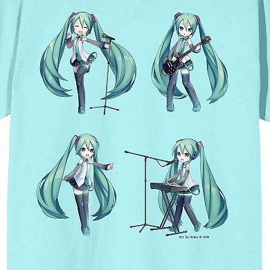 Juniors' Hatsune Miku Band Design Graphic Tee