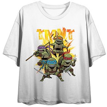 Juniors' World of TMNT Turtles and Logo Graphic Tee