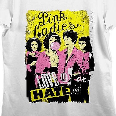 Juniors' Grease Pink Ladies Love Us or Hate Us Graphic Tee