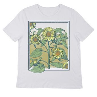 Juniors' Sunflower Frame Graphic Tee